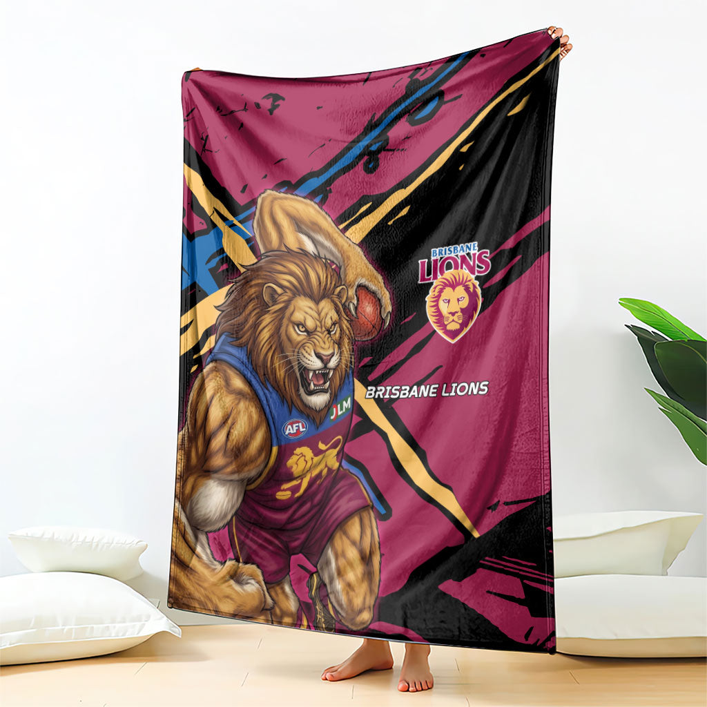 Brisbane Lions Blanket Lions Muscular Mascot Graphic - Abstract Paint Splatter Art