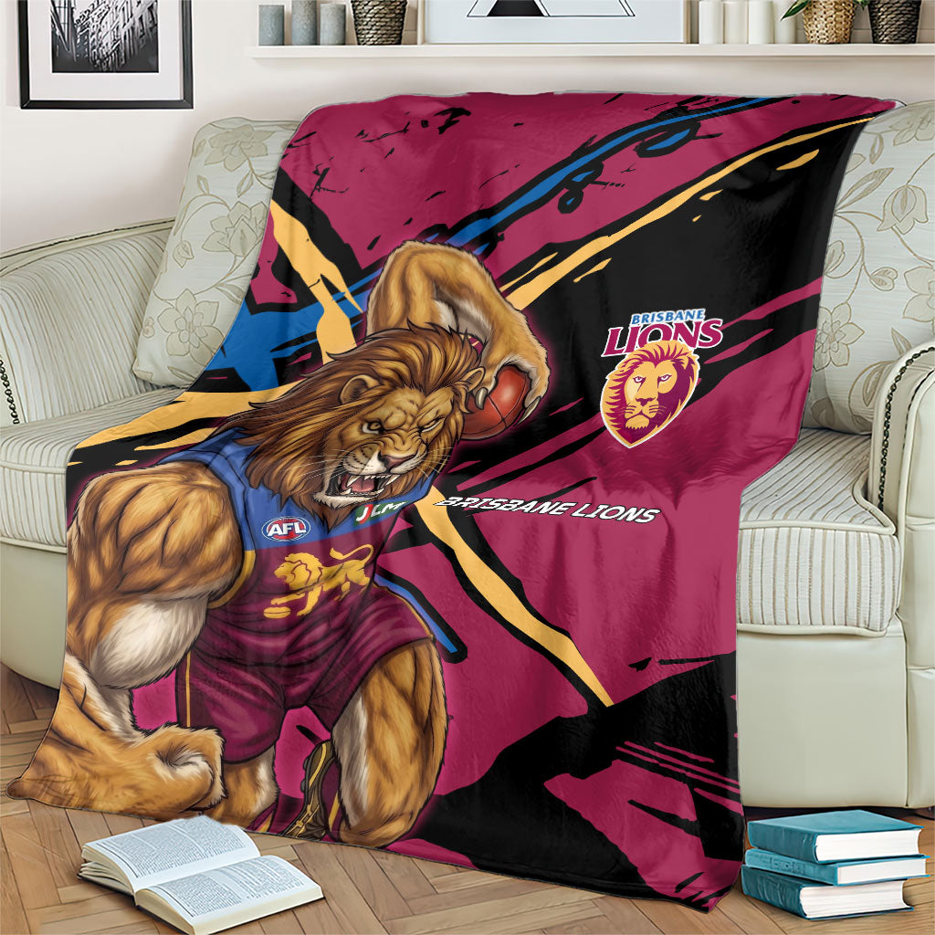Brisbane Lions Blanket Lions Muscular Mascot Graphic - Abstract Paint Splatter Art