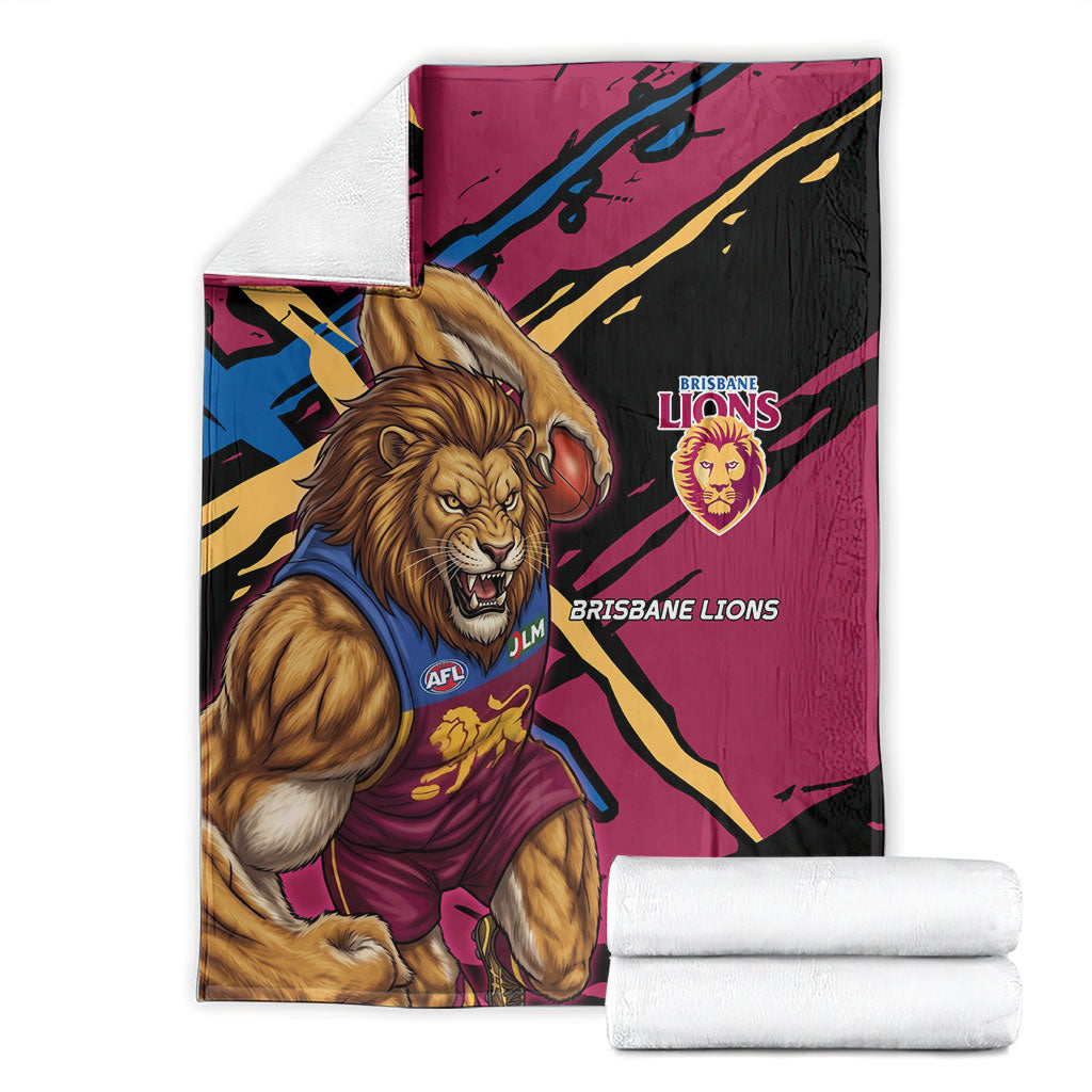 Brisbane Lions Blanket Lions Muscular Mascot Graphic - Abstract Paint Splatter Art
