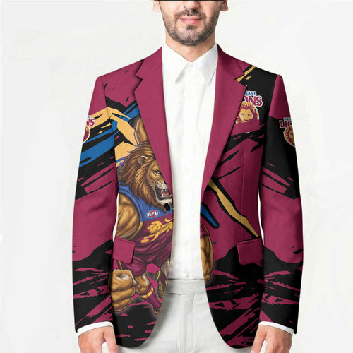 Brisbane Lions Blazer Lions Muscular Mascot Graphic - Abstract Paint Splatter Art