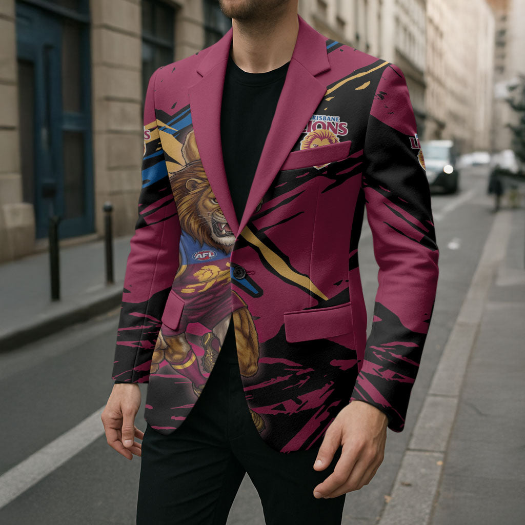 Brisbane Lions Blazer Lions Muscular Mascot Graphic - Abstract Paint Splatter Art
