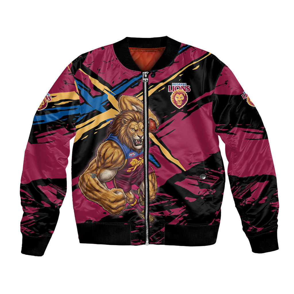 Brisbane Lions Bomber Jacket Lions Muscular Mascot Graphic - Abstract Paint Splatter Art