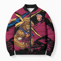 Brisbane Lions Bomber Puffer Jacket Lions Muscular Mascot Graphic - Abstract Paint Splatter Art