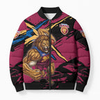 Brisbane Lions Bomber Puffer Jacket Lions Muscular Mascot Graphic - Abstract Paint Splatter Art