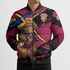 Brisbane Lions Bomber Puffer Jacket Lions Muscular Mascot Graphic - Abstract Paint Splatter Art