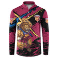 Brisbane Lions Button Sweatshirt Lions Muscular Mascot Graphic - Abstract Paint Splatter Art