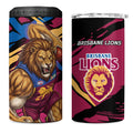 Brisbane Lions 4 in 1 Can Cooler Tumbler Lions Muscular Mascot Graphic - Abstract Paint Splatter Art