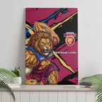Brisbane Lions Canvas Wall Art Lions Muscular Mascot Graphic - Abstract Paint Splatter Art