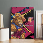 Brisbane Lions Canvas Wall Art Lions Muscular Mascot Graphic - Abstract Paint Splatter Art