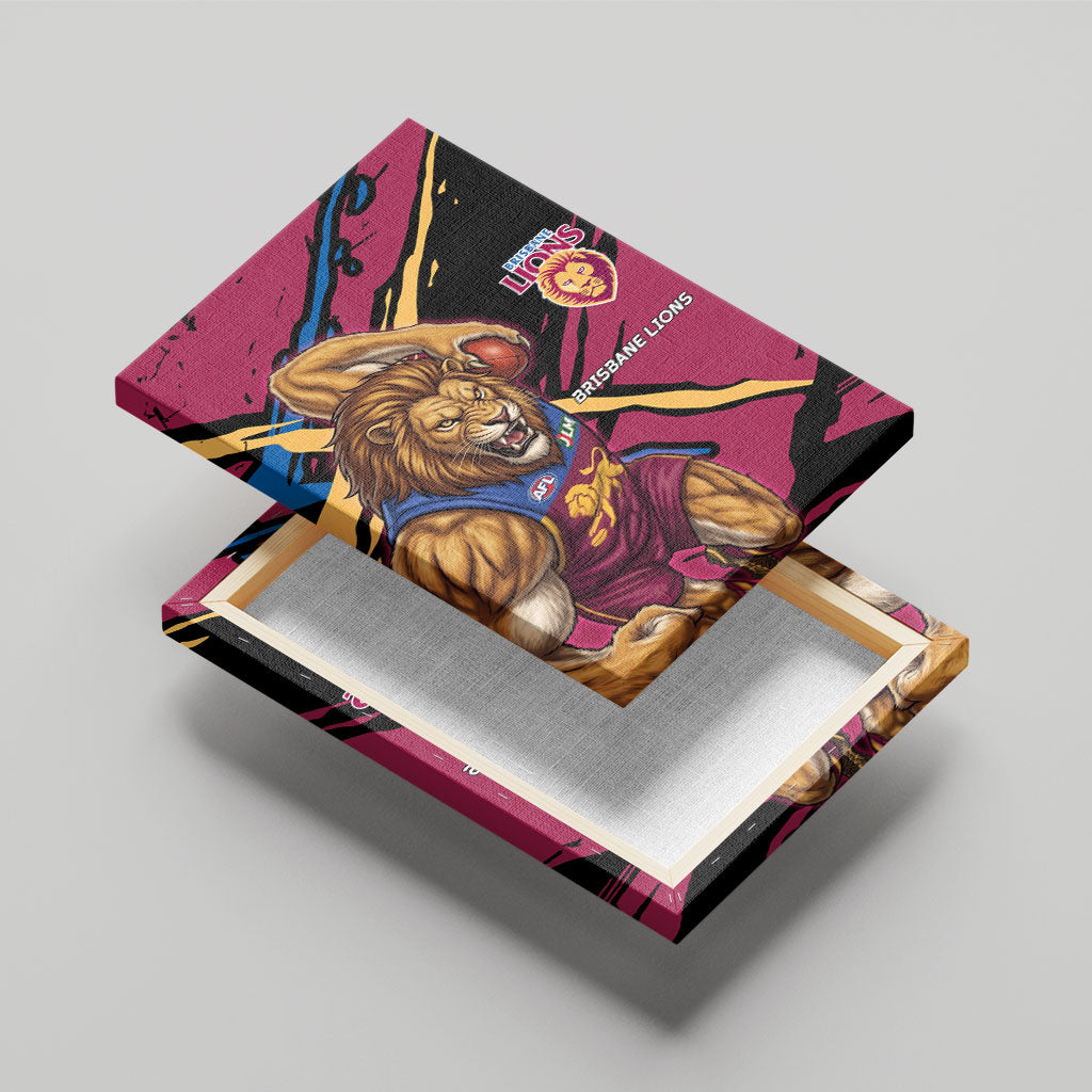 Brisbane Lions Canvas Wall Art Lions Muscular Mascot Graphic - Abstract Paint Splatter Art