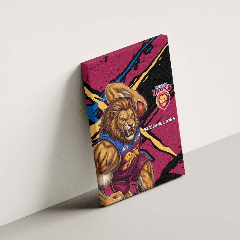 Brisbane Lions Canvas Wall Art Lions Muscular Mascot Graphic - Abstract Paint Splatter Art