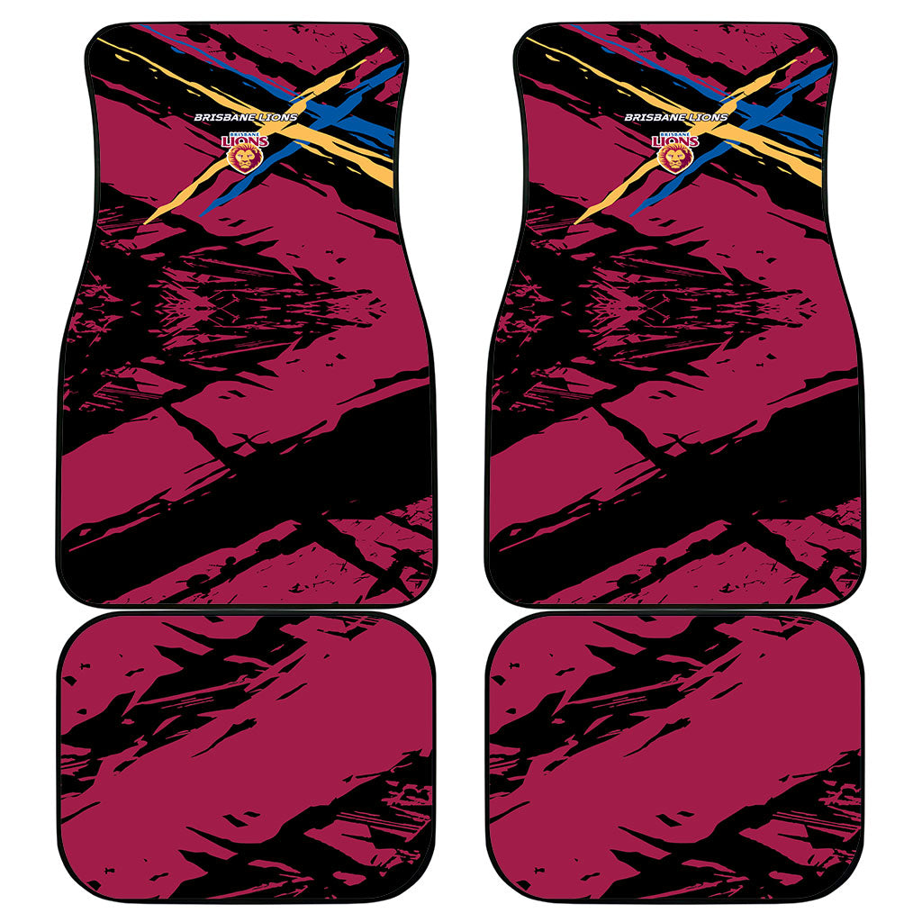 Brisbane Lions Car Mats Lions Muscular Mascot Graphic - Abstract Paint Splatter Art