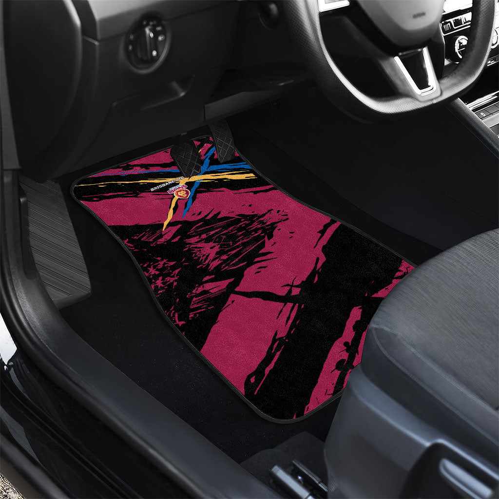 Brisbane Lions Car Mats Lions Muscular Mascot Graphic - Abstract Paint Splatter Art