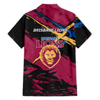Brisbane Lions Family Matching Long Sleeve Bodycon Dress and Hawaiian Shirt Lions Muscular Mascot Graphic - Abstract Paint Splatter Art