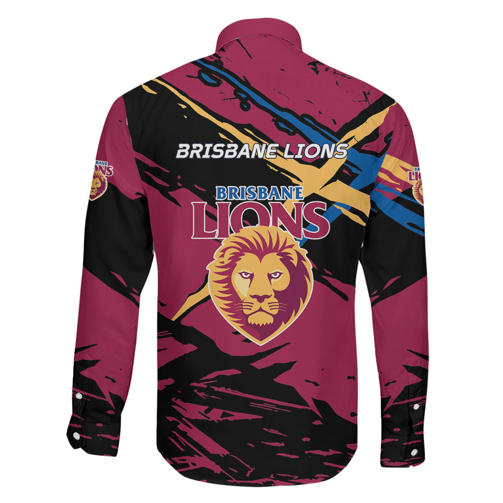 Brisbane Lions Family Matching Mermaid Dress and Hawaiian Shirt Lions Muscular Mascot Graphic - Abstract Paint Splatter Art
