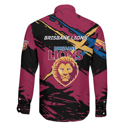 Brisbane Lions Family Matching Mermaid Dress and Hawaiian Shirt Lions Muscular Mascot Graphic - Abstract Paint Splatter Art