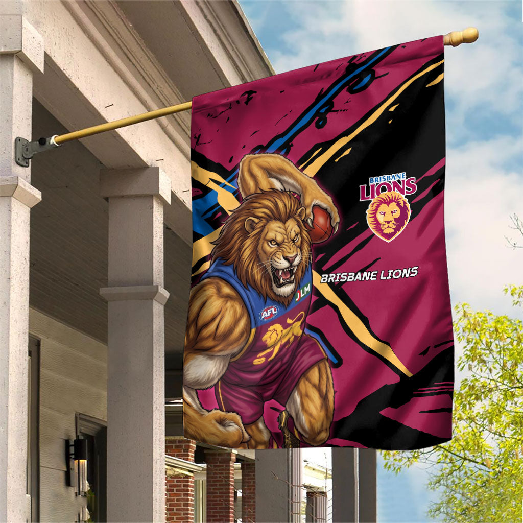 Brisbane Lions Garden Flag Lions Muscular Mascot Graphic - Abstract Paint Splatter Art