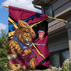 Brisbane Lions Garden Flag Lions Muscular Mascot Graphic - Abstract Paint Splatter Art