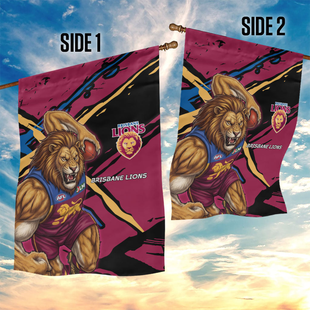Brisbane Lions Garden Flag Lions Muscular Mascot Graphic - Abstract Paint Splatter Art