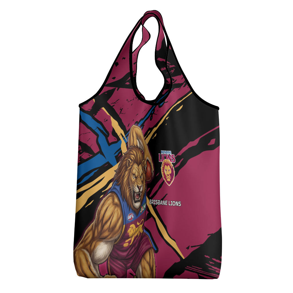 Brisbane Lions Grocery Bag Lions Muscular Mascot Graphic - Abstract Paint Splatter Art