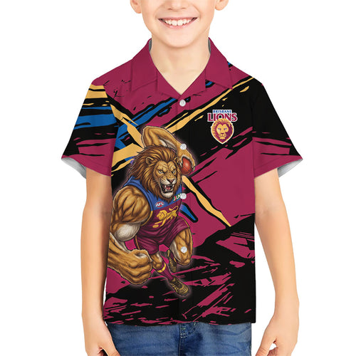 Brisbane Lions Hawaiian Shirt Lions Muscular Mascot Graphic - Abstract Paint Splatter Art