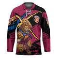 Brisbane Lions Hockey Jersey Lions Muscular Mascot Graphic - Abstract Paint Splatter Art