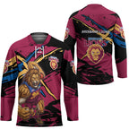 Brisbane Lions Hockey Jersey Lions Muscular Mascot Graphic - Abstract Paint Splatter Art