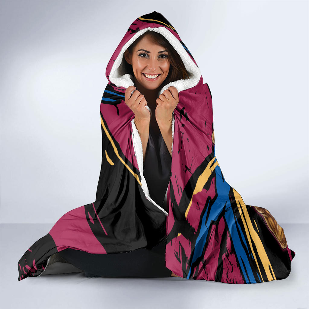 Brisbane Lions Hooded Blanket Lions Muscular Mascot Graphic - Abstract Paint Splatter Art
