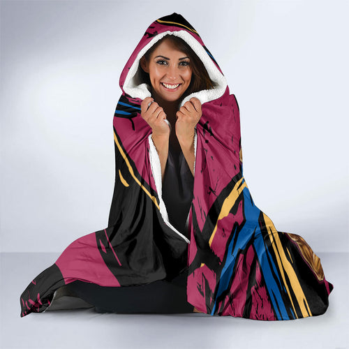 Brisbane Lions Hooded Blanket Lions Muscular Mascot Graphic - Abstract Paint Splatter Art