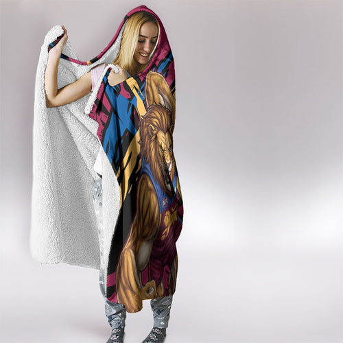 Brisbane Lions Hooded Blanket Lions Muscular Mascot Graphic - Abstract Paint Splatter Art