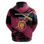 Brisbane Lions Hoodie Lions Muscular Mascot Graphic - Abstract Paint Splatter Art