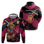 Brisbane Lions Hoodie Lions Muscular Mascot Graphic - Abstract Paint Splatter Art