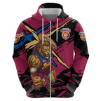 Brisbane Lions Hoodie Lions Muscular Mascot Graphic - Abstract Paint Splatter Art