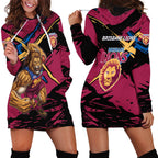 Brisbane Lions Hoodie Dress Lions Muscular Mascot Graphic - Abstract Paint Splatter Art