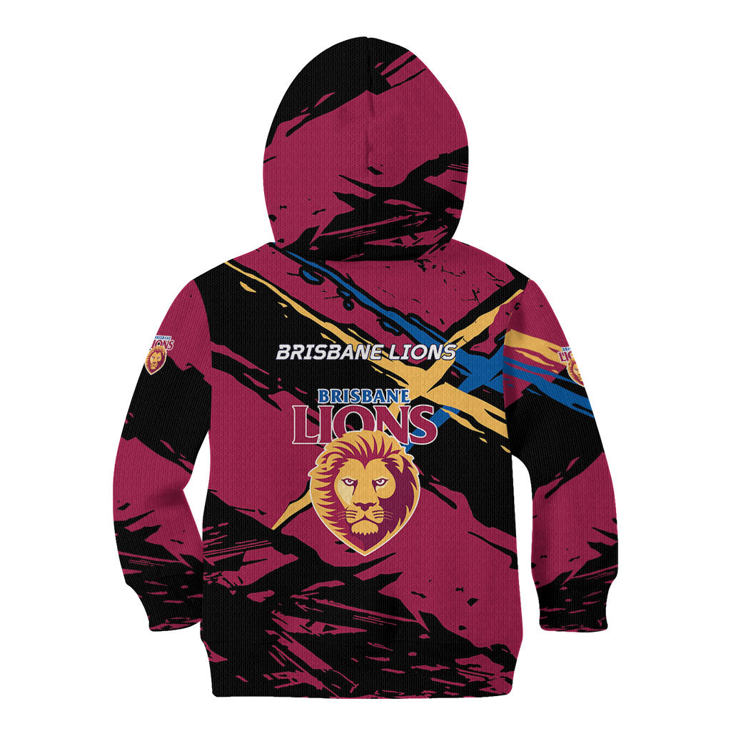 Brisbane Lions Kid Hoodie Lions Muscular Mascot Graphic - Abstract Paint Splatter Art