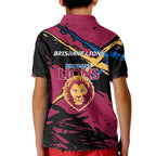 Brisbane Lions Kid Polo Shirt Lions Muscular Mascot Graphic - Abstract Paint Splatter Art