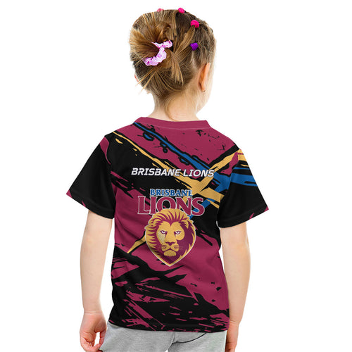 Brisbane Lions Kid T Shirt Lions Muscular Mascot Graphic - Abstract Paint Splatter Art