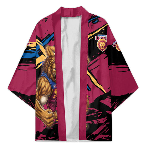 Brisbane Lions Kimono Lions Muscular Mascot Graphic - Abstract Paint Splatter Art