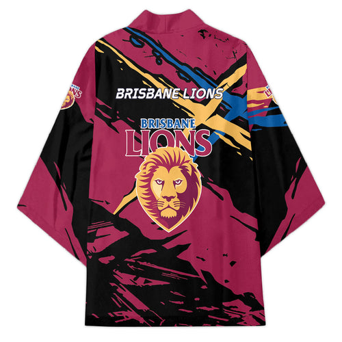 Brisbane Lions Kimono Lions Muscular Mascot Graphic - Abstract Paint Splatter Art