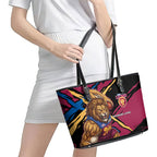 Brisbane Lions Leather Tote Bag Lions Muscular Mascot Graphic - Abstract Paint Splatter Art