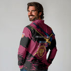 Brisbane Lions Long Sleeve Polo Shirt Lions Muscular Mascot Graphic - Abstract Paint Splatter Art