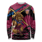 Brisbane Lions Long Sleeve Shirt Lions Muscular Mascot Graphic - Abstract Paint Splatter Art