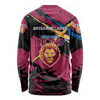 Brisbane Lions Long Sleeve Shirt Lions Muscular Mascot Graphic - Abstract Paint Splatter Art