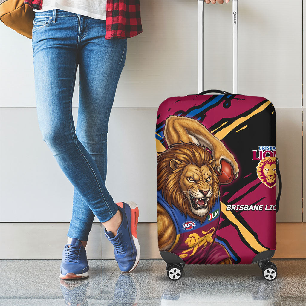 Brisbane Lions Luggage Cover Lions Muscular Mascot Graphic - Abstract Paint Splatter Art