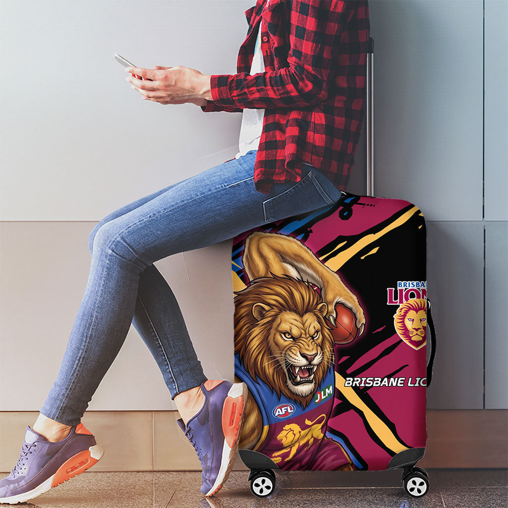 Brisbane Lions Luggage Cover Lions Muscular Mascot Graphic - Abstract Paint Splatter Art