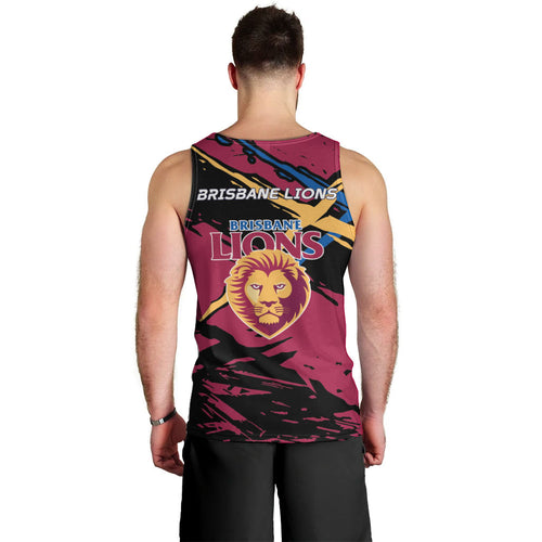 Brisbane Lions Men Tank Top Lions Muscular Mascot Graphic - Abstract Paint Splatter Art