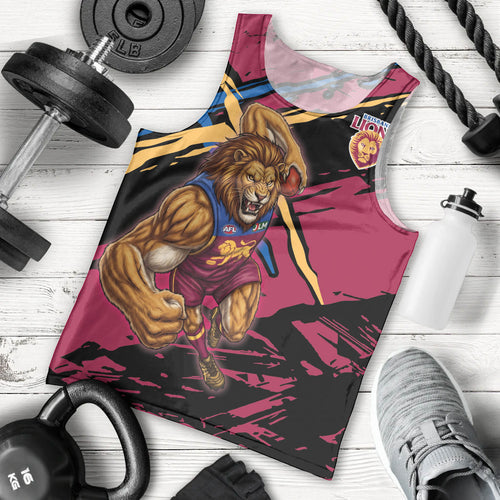 Brisbane Lions Men Tank Top Lions Muscular Mascot Graphic - Abstract Paint Splatter Art
