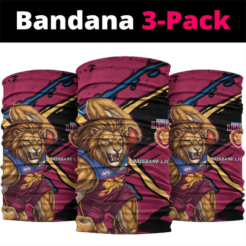 Brisbane Lions Neck Gaiter Lions Muscular Mascot Graphic - Abstract Paint Splatter Art
