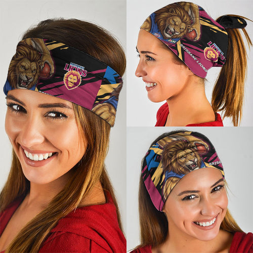 Brisbane Lions Neck Gaiter Lions Muscular Mascot Graphic - Abstract Paint Splatter Art