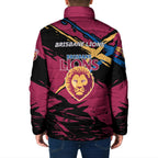 Brisbane Lions Padded Jacket Lions Muscular Mascot Graphic - Abstract Paint Splatter Art